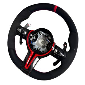 Motokrafta Custom Sport Style Steering Wheel (Alcantara Red) – Compatible with BMW 3 Series (2010–2022) | Performance Grip Wheel Upgrade