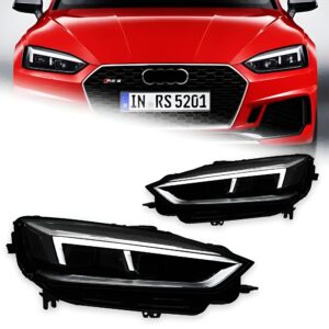 Motokrafta LED Headlights – Compatible With Audi A5 (2017–2019) | Dynamic Turn Signal Projector Front Headlamp Assembly