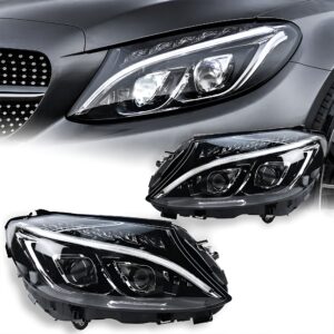 Motokrafta LED Projector Headlights – Compatible with Mercedes-Benz C-Class W205 (2014–2017) | DRL Headlamp Upgrade Set
