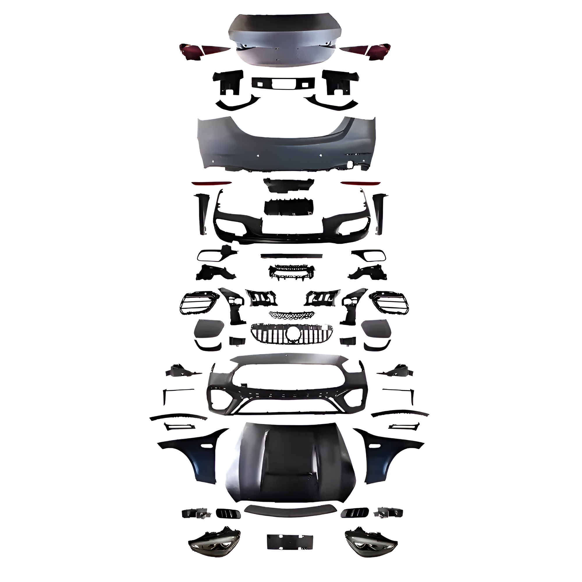 Motokrafta Full Sport Body Kit Conversion-Compatible with C-Class W205 (2015–2021) Front Rear Hood & Lighting Upgrade Kit