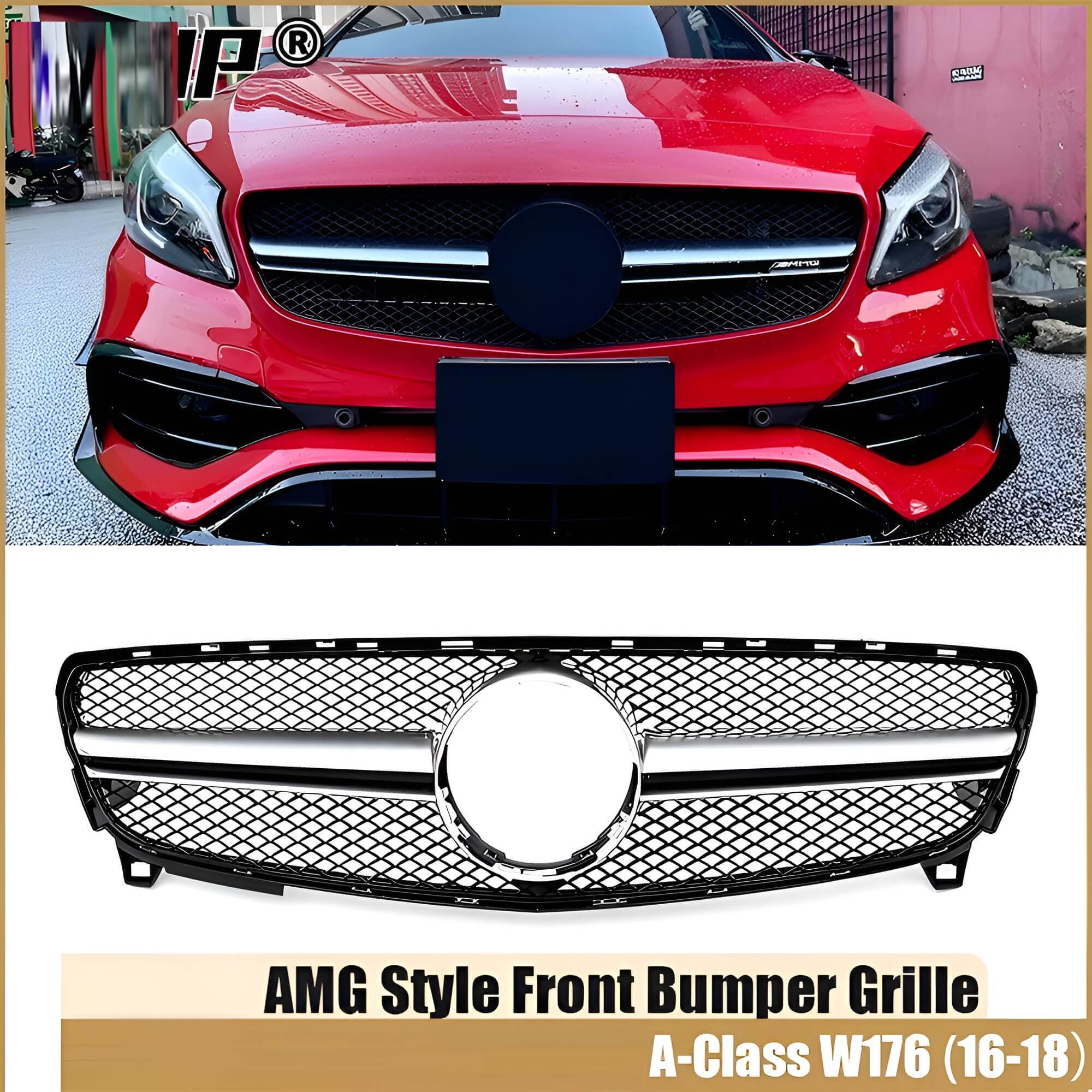 Motokrafta Sport Front Bumper Grille Kit-Compatible with A-Class W176 LCI (2016–2018) Silver Edition Style Upgrade - Image 3