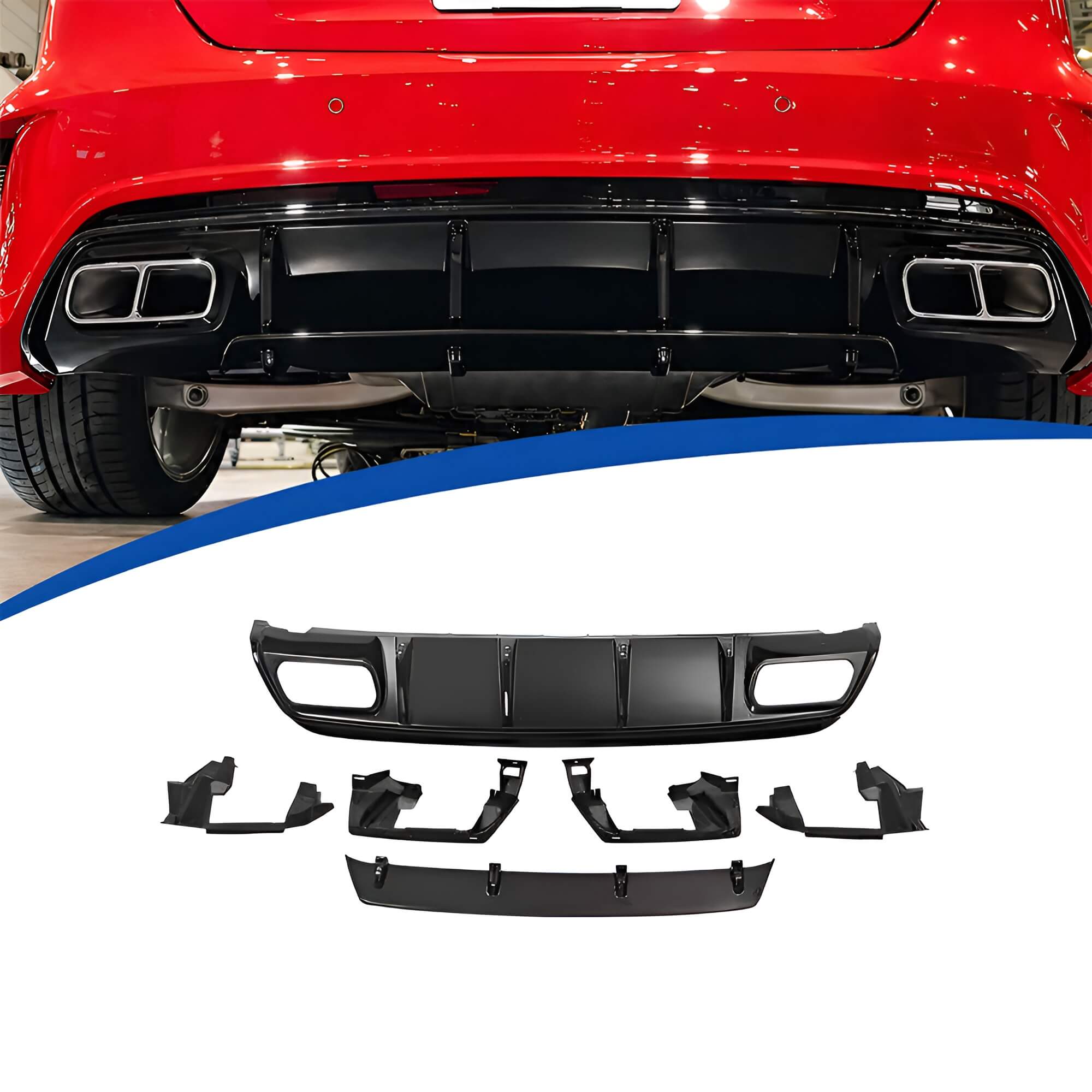 Motokrafta Sport Rear Bumper Diffuser Body Kit-Compatible with A-Class W176 (2012–2016) OEM+ Style Upgrade - Image 3