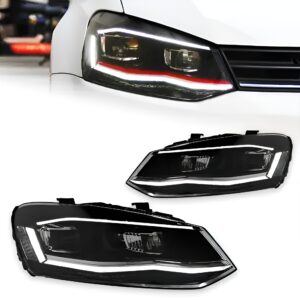 Motokrafta LED Headlights – Compatible With Volkswagen Polo / Vento (2011–2018) | New Polo-Inspired Design DRL Bi-Xenon Projector Upgrade