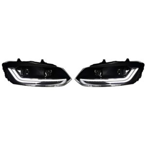 Motokrafta Headlight Kit – Compatible with Volkswagen Polo (2010–2024) – LED DRL Projector Xenon Style Retrofit for Halogen Models