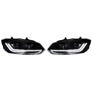 Motokrafta Headlight Kit – Compatible with Volkswagen Polo (2010–2024) – LED DRL Projector Xenon Style Retrofit for Halogen Models