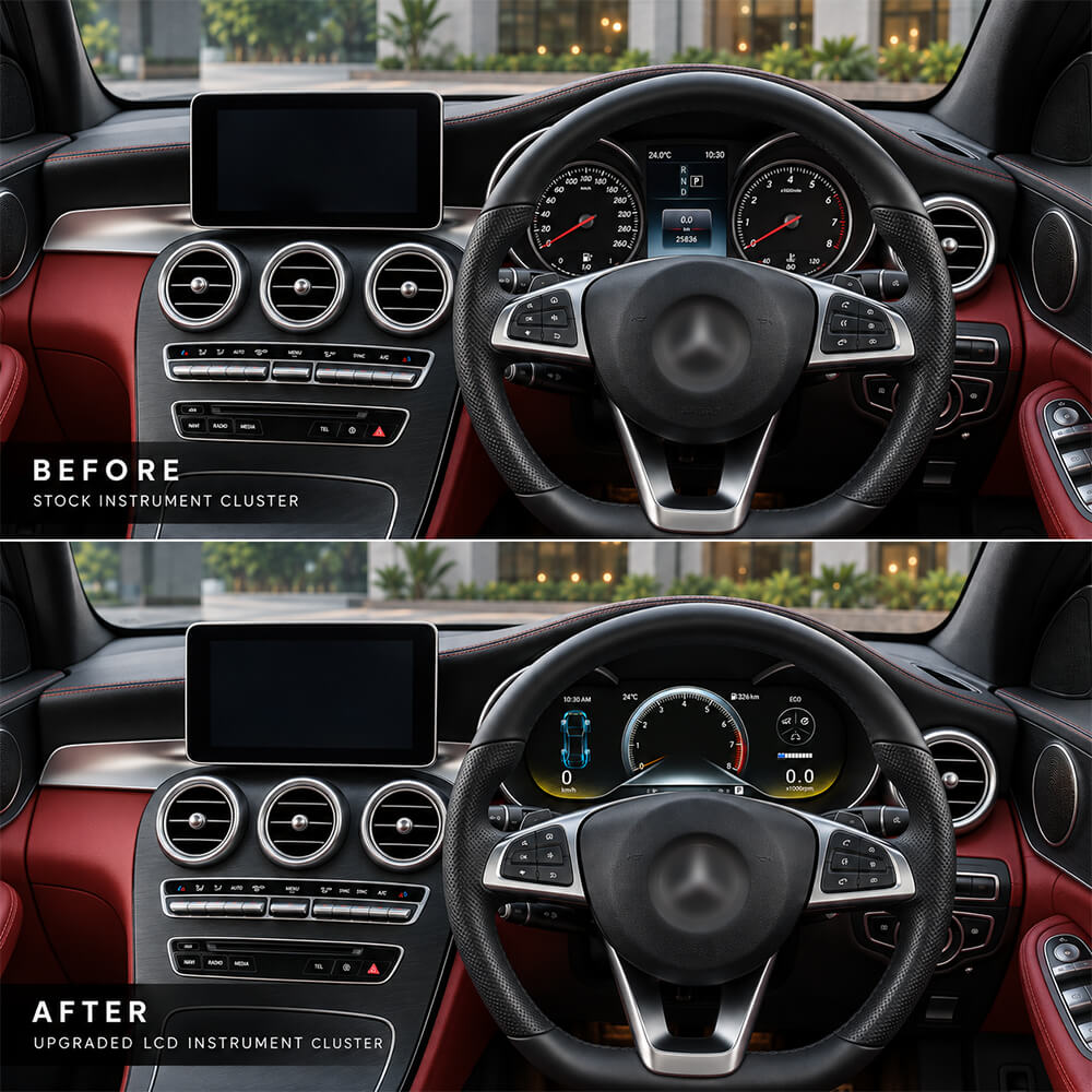 Mercedes Benz C-Class Digital Instrument Cluster with Android Player – LCD Speedometer Upgrade (2010-2020) - Image 2