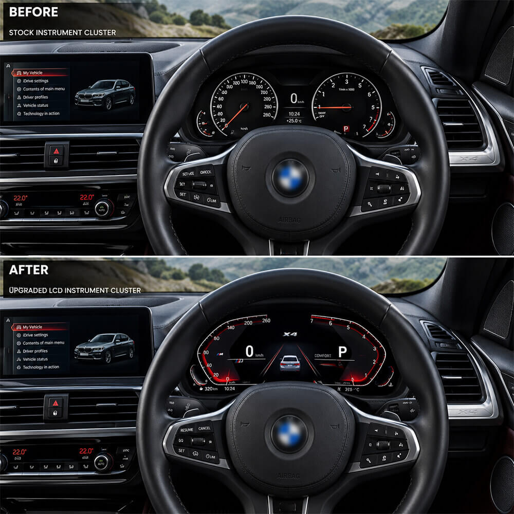 Motokrafta Digital Instrument Cluster – Compatible with BMW X4 | LCD Digital Speedometer Dashboard with Android Player - Image 2