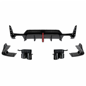 Motokrafta LED Rear Bumper Diffuser with Exhaust Tips – Compatible with BMW 3 Series G20/G28 LCI (2023+) M Sport | Gloss Black After Lip Splitter Skirts