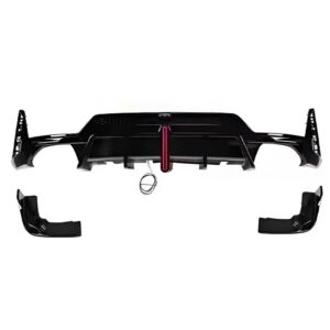 Motokrafta VTEN Style Rear Bumper Diffuser with LED Light – Compatible with BMW 3 Series G20 LCI (2023+) M Sport | Gloss Black Rear Lip Splitter Skirts