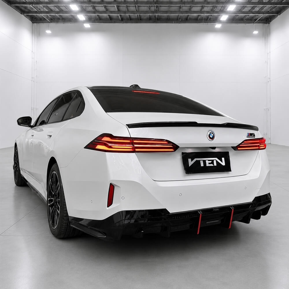 Motokrafta VTen Style Rear Bumper Diffuser with LED Light – Compatible with BMW 5 Series G60 (2024+) | Gloss Black After Lip Splitter Skirts Trim - Image 2
