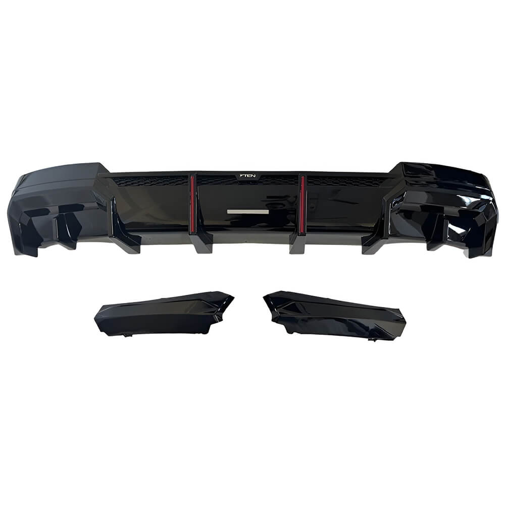 Motokrafta VTen Style Rear Bumper Diffuser with LED Light – Compatible with BMW 5 Series G60 (2024+) | Gloss Black After Lip Splitter Skirts Trim