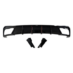 Motokrafta LED Rear Bumper Diffuser with Exhaust Tips – Compatible with BMW 3 Series G20/G28 LCI (2023+) M Sport | Gloss Black After Lip Splitter Skirts