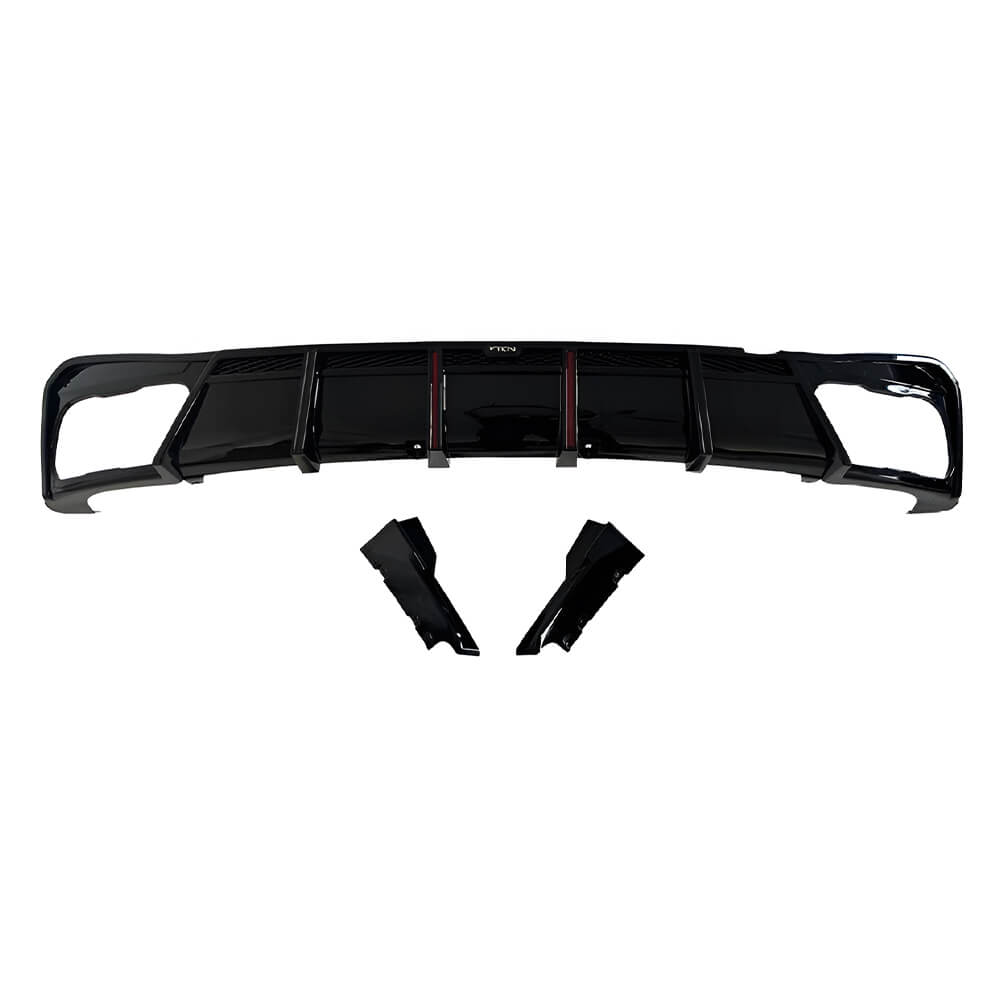 Motokrafta LED Rear Bumper Diffuser with Exhaust Tips – Compatible with BMW 3 Series G20/G28 LCI (2023+) M Sport | Gloss Black After Lip Splitter Skirts