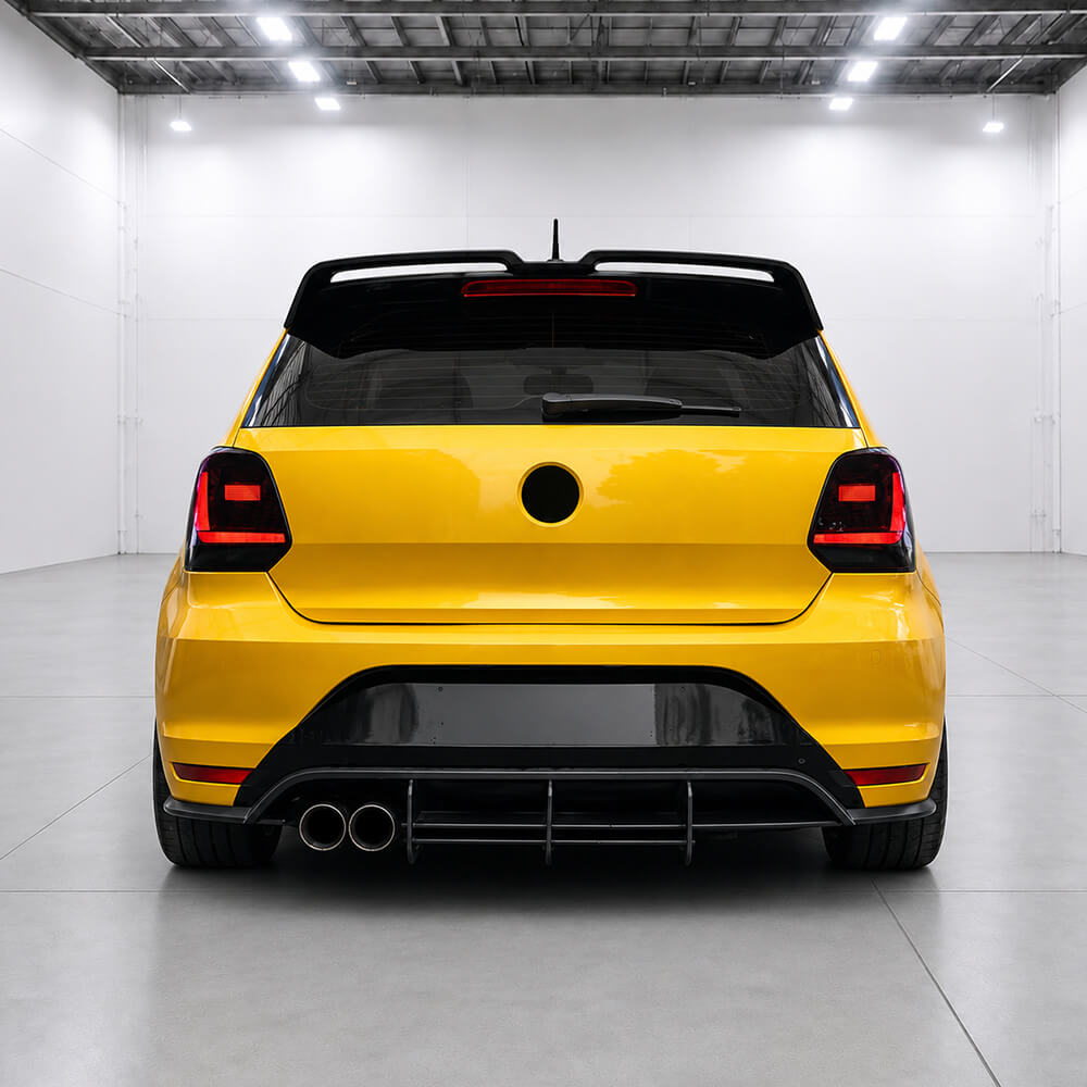 Motokrafta GTI Style Rear Bumper Diffuser – Compatible with Volkswagen Polo MK5 6R/6C (2014–2023) | Gloss Black After Lip Splitter Skirts - Image 2