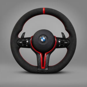 Motokrafta Custom Sport Style Steering Wheel (Alcantara Red) – Compatible with BMW 7 Series  (2010–2022) | Performance Grip Wheel Upgrade