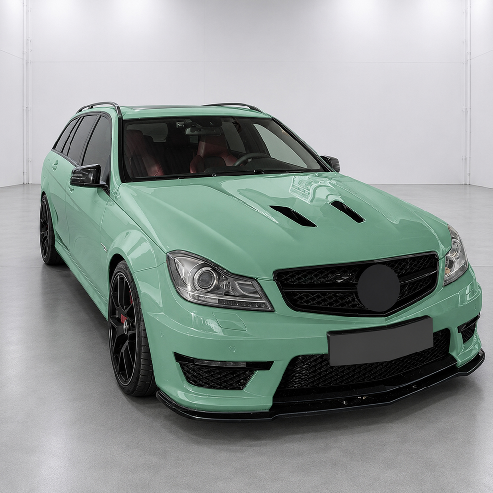 Motokrafta AMG Style Front Bumper Lip Splitter – Compatible with Mercedes-Benz C-Class W204 (2011–2014) | Carbon Fiber Look Diffuser Skirts with Flag Canards - Image 2