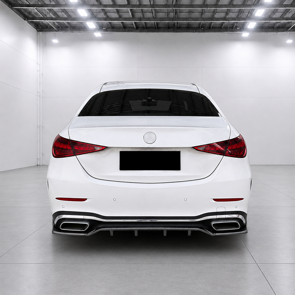 Motokrafta Rear Bumper Diffuser – Compatible with Mercedes-Benz C-Class W206 (2022+) | Gloss Black After Lip Splitter Skirts with Flag Canards - Image 2
