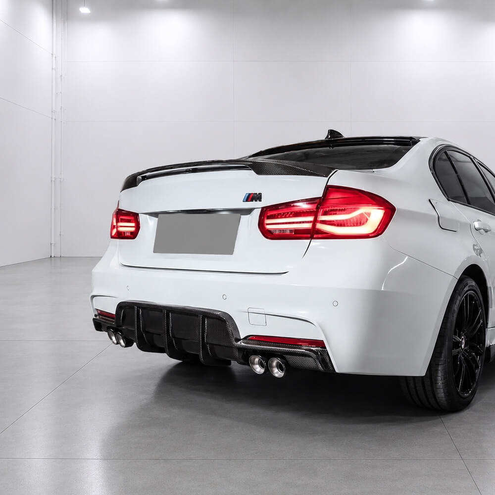 Motokrafta M3/M4 Style Real Carbon Fiber Rear Bumper Lip Diffuser – Compatible with BMW 3 Series F30/F80 (2012–2018) - Image 2