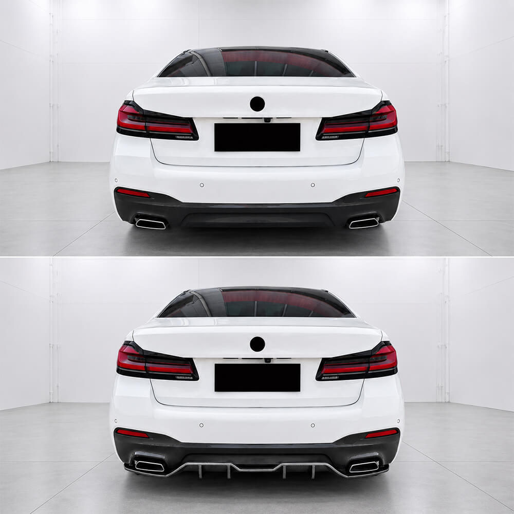 Motokrafta M Sport Blade Style Rear Bumper Lip Diffuser – Compatible with BMW 5 Series G30 LCI (2021–2023) | Carbon Fiber Look Splitter Skirts - Image 2
