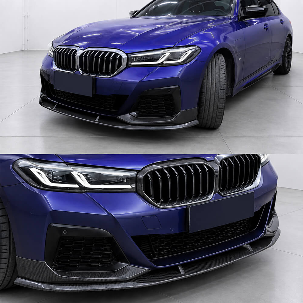 Motokrafta M Performance Style Front Bumper Lip Splitter – Compatible with BMW 5 Series G30 LCI (2021+) | Carbon Fiber Look Diffuser - Image 2