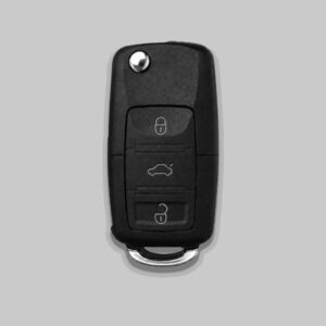Motokrafta 3-Button Key Shell Cover – Compatible with Volkswagen | Black & Silver Replacement Key Fob Housing