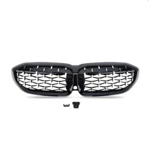 Motokrafta Diamond Style Black & Chrome Front Kidney Grille – Compatible with BMW 3 Series G20 (2019–2022)