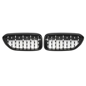 Motokrafta Diamond Style Chrome & Glossy Black Front Kidney Grille – Compatible with BMW 5 Series G30 (2017–2020)
