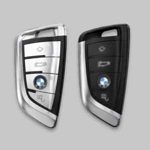 Motokrafta BMW 4-Button Key Shell Cover – Black & Silver Replacement Housing 
