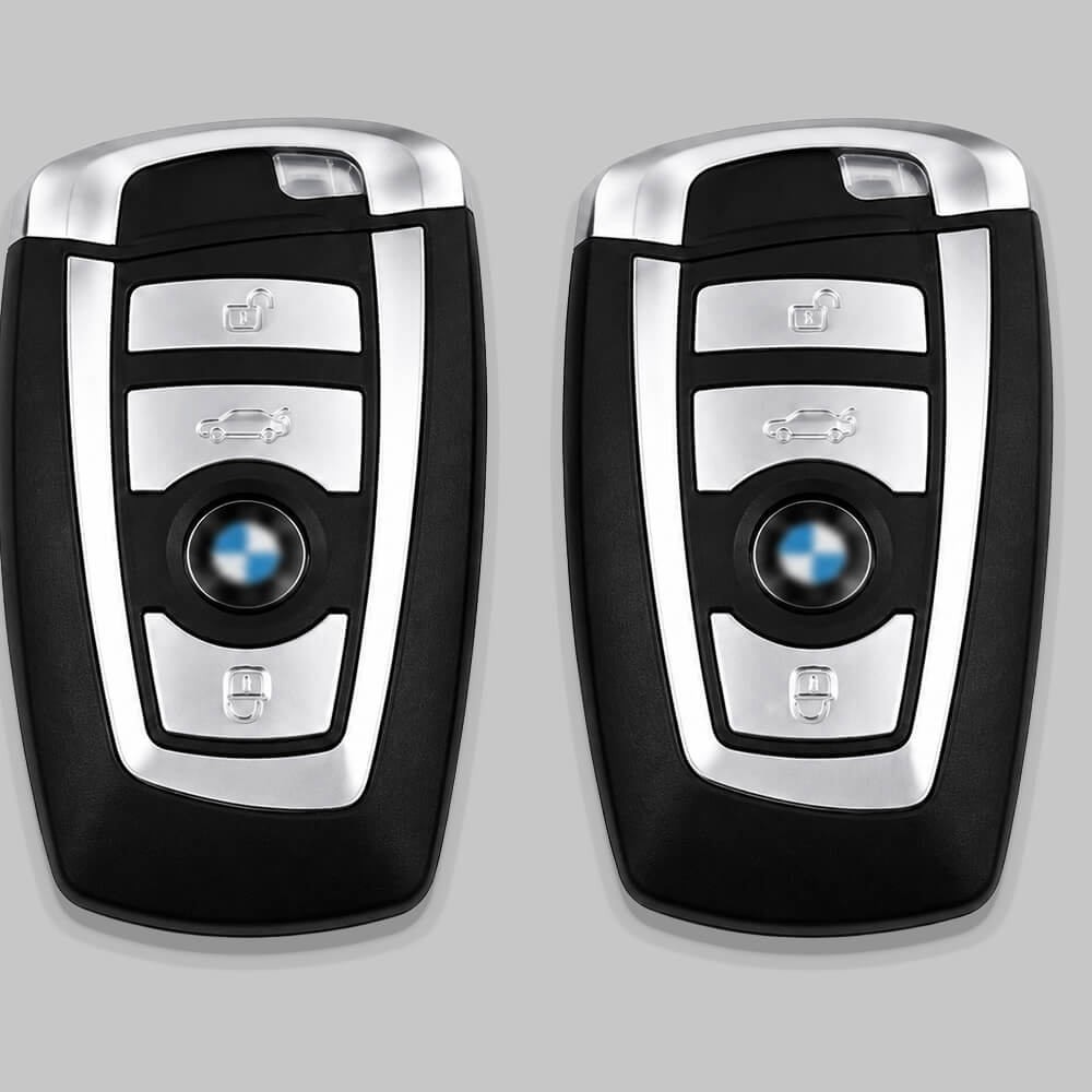 Motokrafta BMW 3-Button Key Shell Cover – Black & Silver Replacement Housing