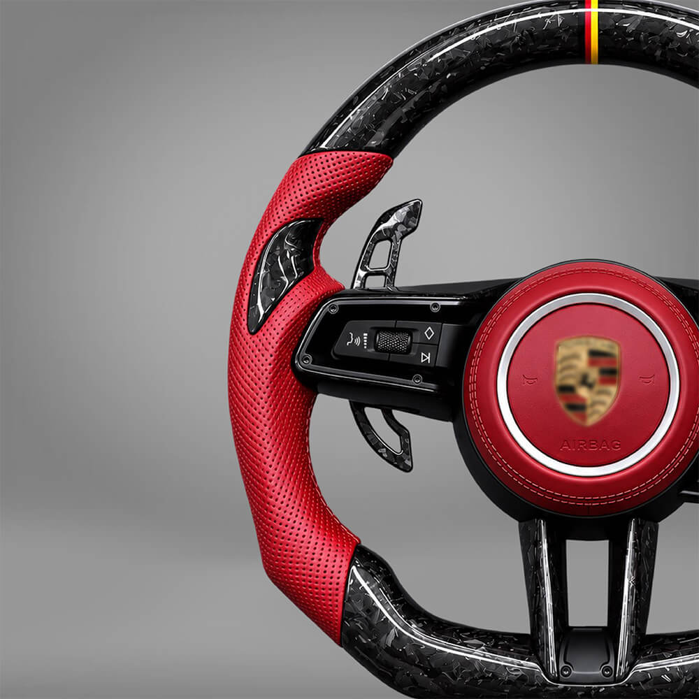 Motokrafta Carbon Finish Steering Wheel - Compatible With Porsche Cayenne Model (2010+) | Performance Upgrade - Image 2