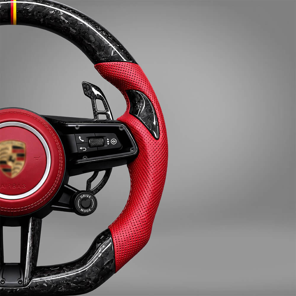 Motokrafta Carbon Finish Steering Wheel - Compatible With Porsche Cayenne Model (2010+) | Performance Upgrade - Image 3