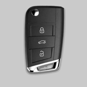 Motokrafta 3-Button Key Shell Cover – Compatible with Volkswagen | Black & Silver Replacement Key Fob Housing