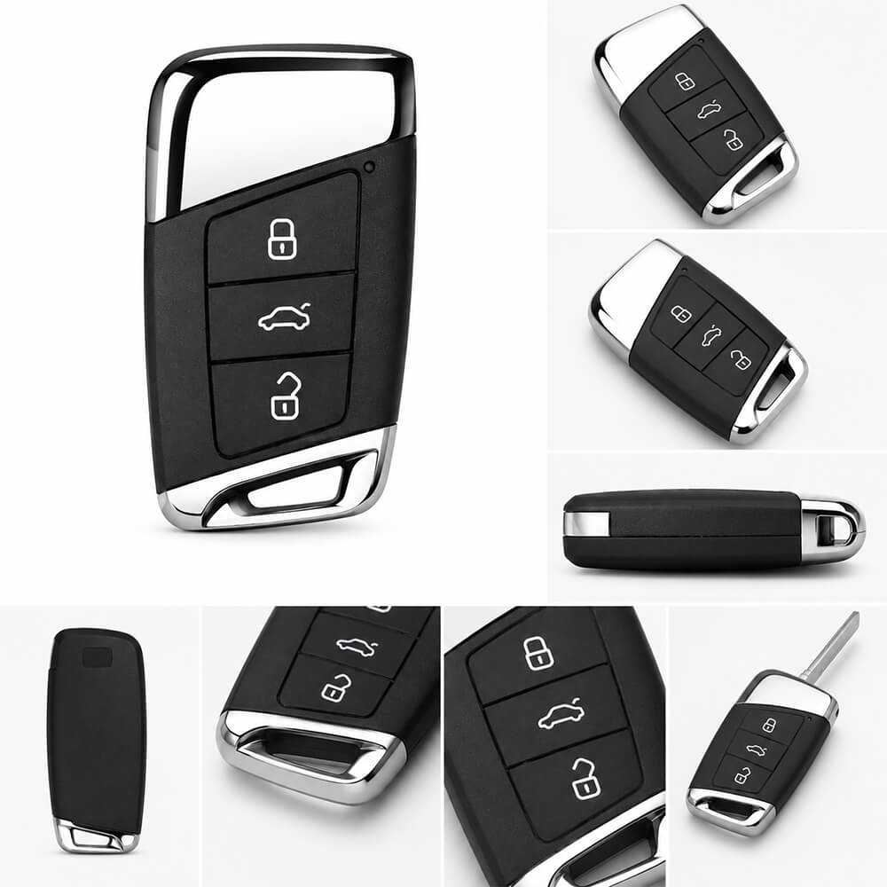 Motokrafta 3-Button Key Shell Cover – Compatible with Volkswagen | Black & Silver Replacement Key Fob Housing - Image 2