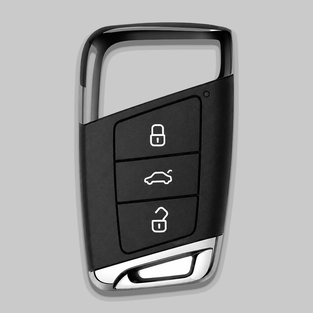 Motokrafta 3-Button Key Shell Cover – Compatible with Volkswagen | Black & Silver Replacement Key Fob Housing