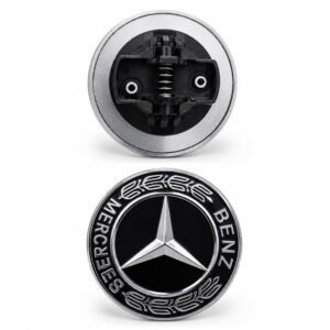 Motokrafta 55mm Black Front Bonnet Hood Badge Emblem Logo – Compatible with Mercedes-Benz | Grill Letter Logo Sticker