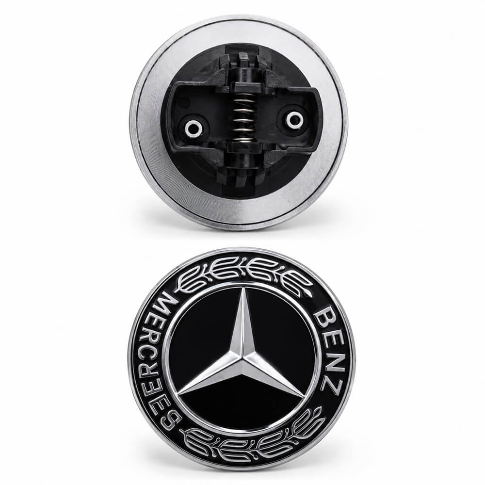 Motokrafta 55mm Black Front Bonnet Hood Badge Emblem Logo – Compatible with Mercedes-Benz | Grill Letter Logo Sticker