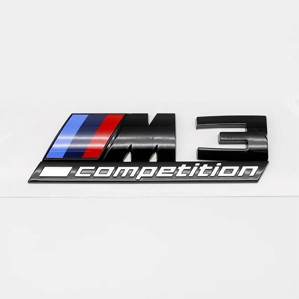 Motokrafta M Sport M3 Competition Style Black Logo Badge Emblem – Compatible with BMW | Performance Letter Badge