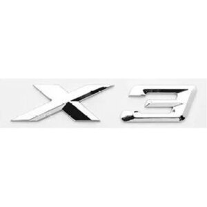 Motokrafta X3 Style Chrome Badge Logo Emblem Letter – Compatible with BMW | Rear Trunk Boot Letter Badge