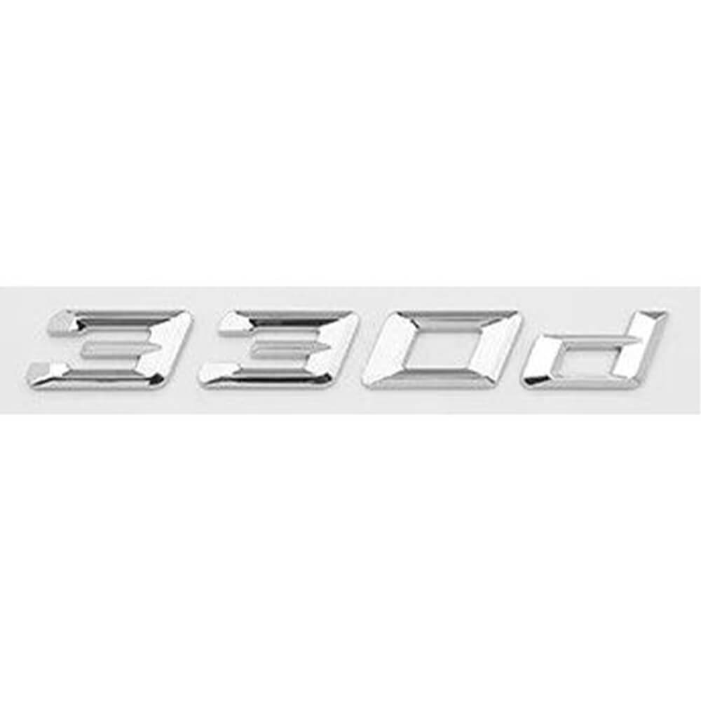 Motokrafta 330d Chrome Badge Emblem Logo Letter – Compatible with BMW 3 Series | Rear Trunk Boot Badge