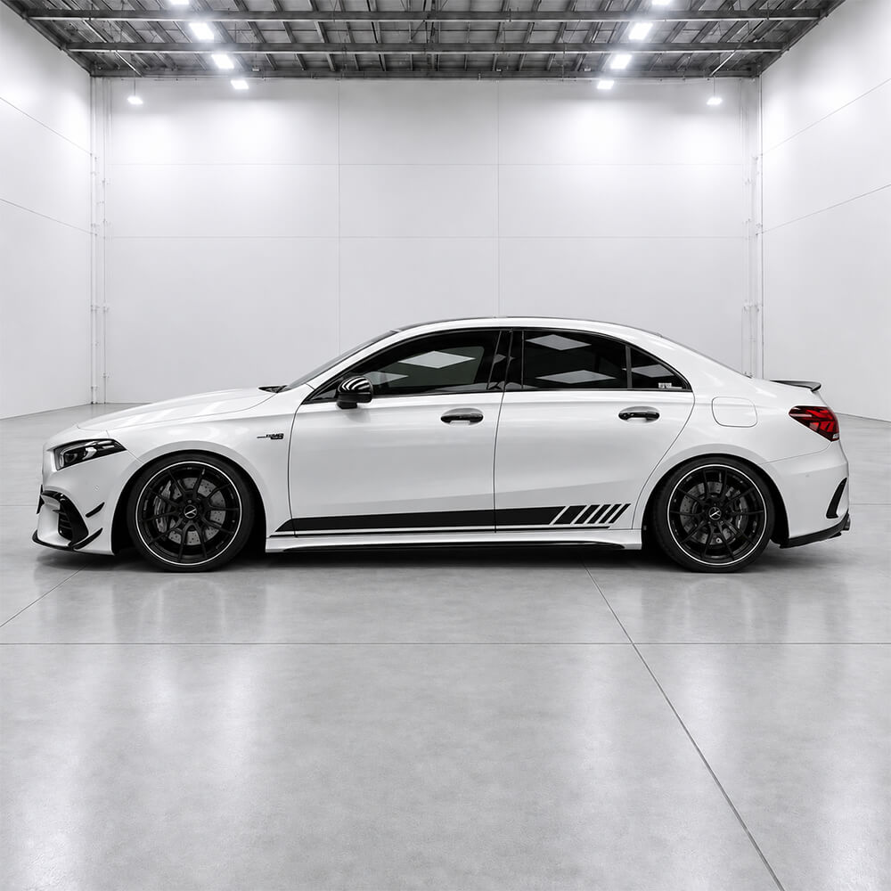 Motokrafta AMG45 Style Side Skirt Splitter Running Board Upgrade – Compatible with Mercedes-Benz A-Class W177 Sedan (2018–2024) | AMG Side Skirt Conversion - Image 2