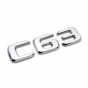 Motokrafta C63 Chrome Trunk Letter Logo Badge Emblem Decal Sticker – Compatible with Mercedes-Benz | Rear Boot Badge