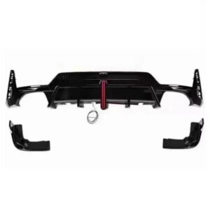 Motokrafta V-Ten Style Carbon Fiber Rear Bumper Diffuser with LED Light – Compatible with BMW 3 Series G20 LCI (2023+) | M Sport Lip Splitter