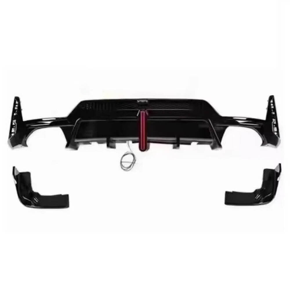 Motokrafta V-Ten Style Carbon Fiber Rear Bumper Diffuser with LED Light – Compatible with BMW 3 Series G20 LCI (2023+) | M Sport Lip Splitter