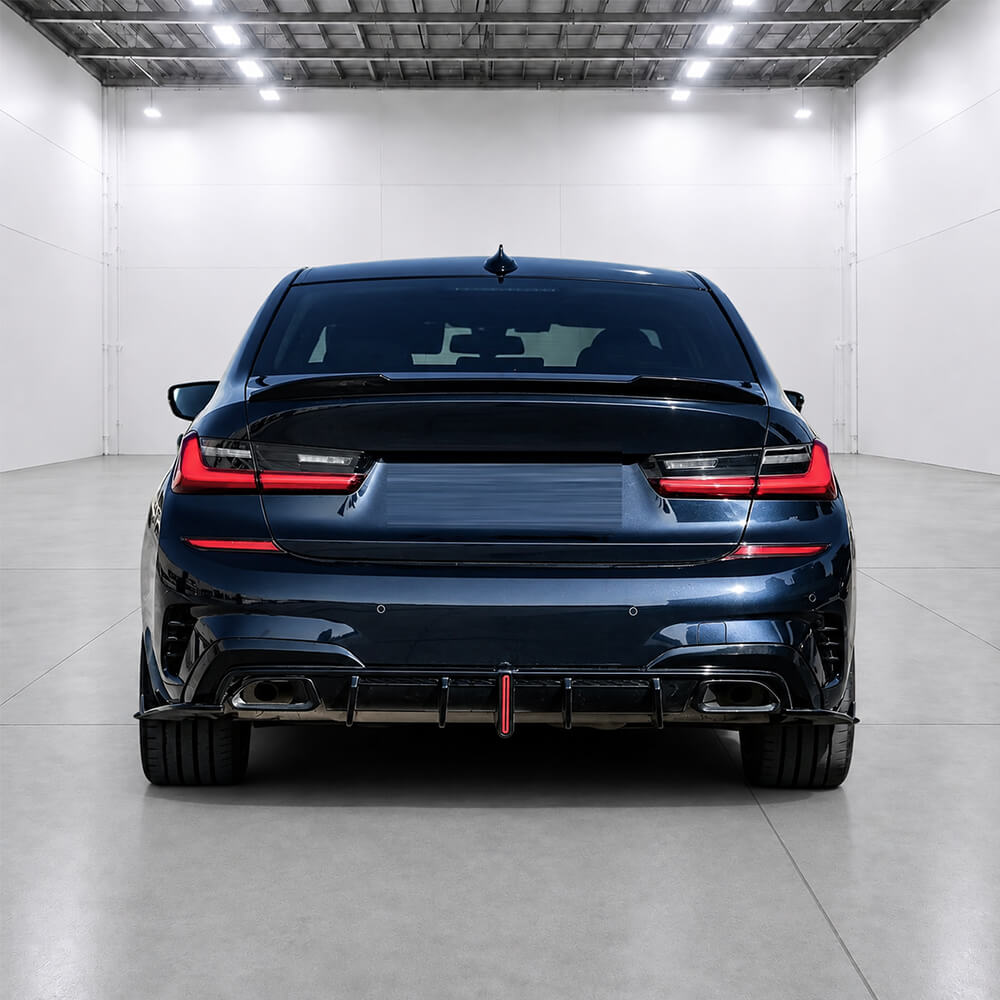 Motokrafta V-Ten Style Carbon Fiber Rear Bumper Diffuser with LED Light – Compatible with BMW 3 Series G20 M Sport (2019–2022) | After Lip Splitter Skirts - Image 2