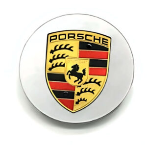 Motokrafta Porsche 76mm Silver Alloy Wheel Cap Hub Badge Emblem Logo – Compatible with Cayenne | Wheel Center Cap