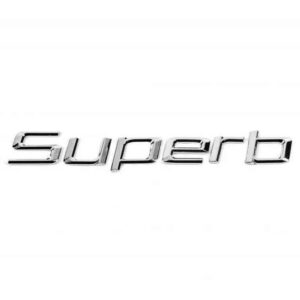 Motokrafta Skoda Superb Chrome Silver Letter Logo Badge Emblem Sticker | Rear Trunk Boot Nameplate