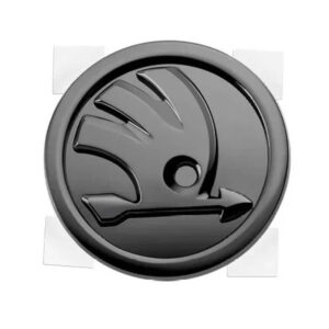 Motokrafta 90mm Matt Black Hood Trunk Badge Emblem Logo – Compatible with Skoda | Front Rear Bonnet Boot Badge