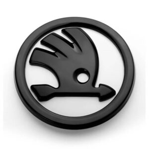 Motokrafta 90mm Black & White Hood Trunk Badge Emblem Logo – Compatible with Skoda  | Front Rear Bonnet Boot Badge