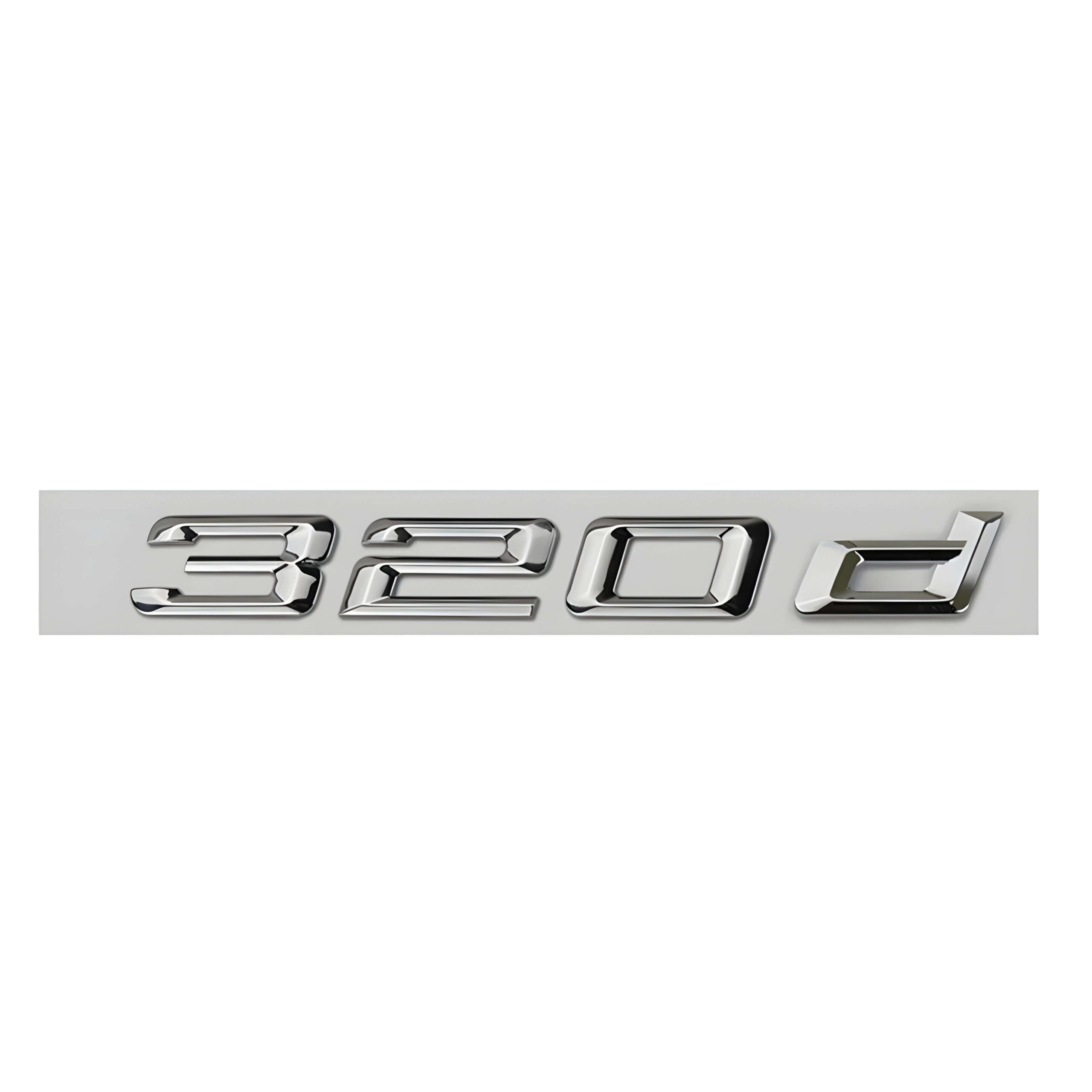 Motokrafta 320d Chrome Badge Emblem Logo Letter – Compatible with BMW 3 Series | Rear Trunk Boot Badge
