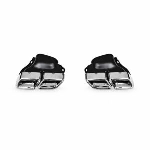 Motokrafta AMG Style Dual Silver Chrome Exhaust Tips – Compatible with Mercedes-Benz E-Class W212 LCI (2014–2016) | Rear Bumper Upgrade